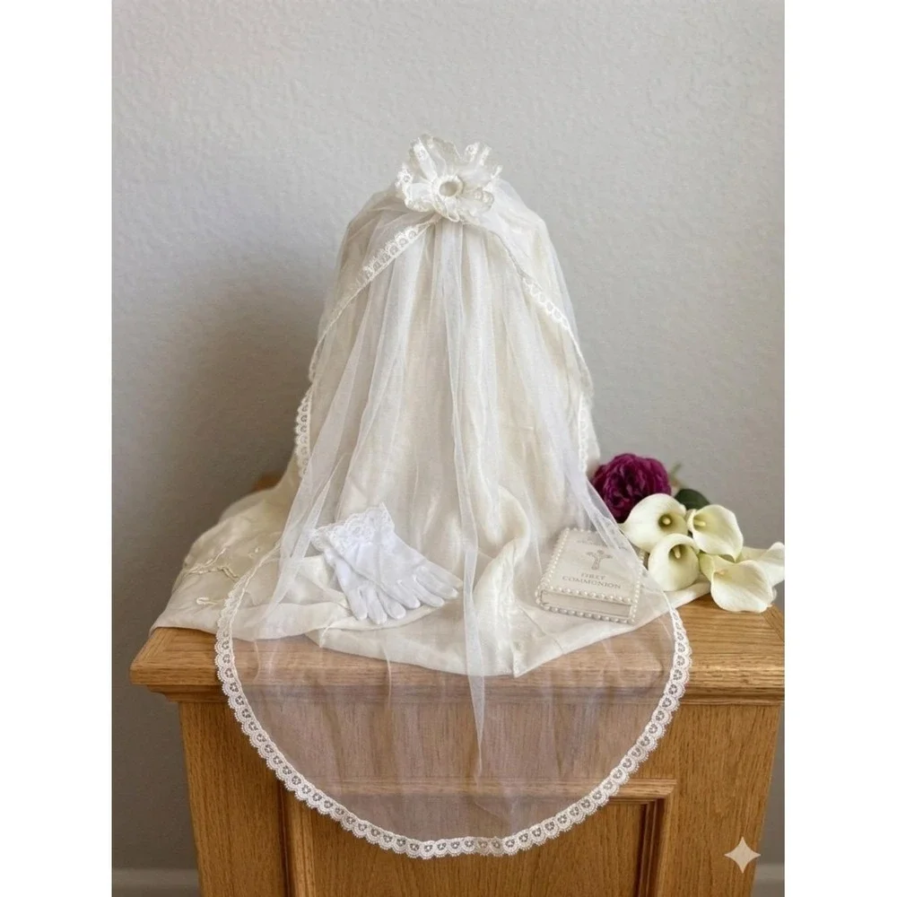 Girls White Communion Veil‎ 39